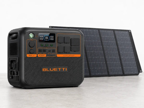 2400/3600-Watt Continuous Peak Output Power Station AC200PL Push Button Start Lifepo4 Battery Generator/200W Solar Panel