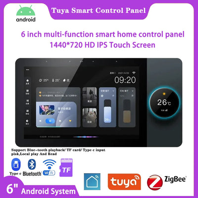 2026 Hot Sale 6 Inch Tuya Smart Home Central Control Touch Panel Knob Adjustment Intelligent Voice Control Tuya Zigbee Gateway