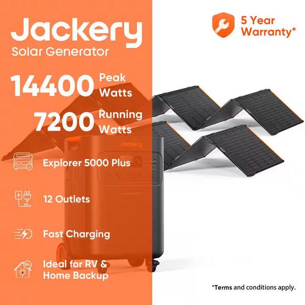 Jackery 7200W Portable Power Station with 5040Wh LiFePO4 & Solar