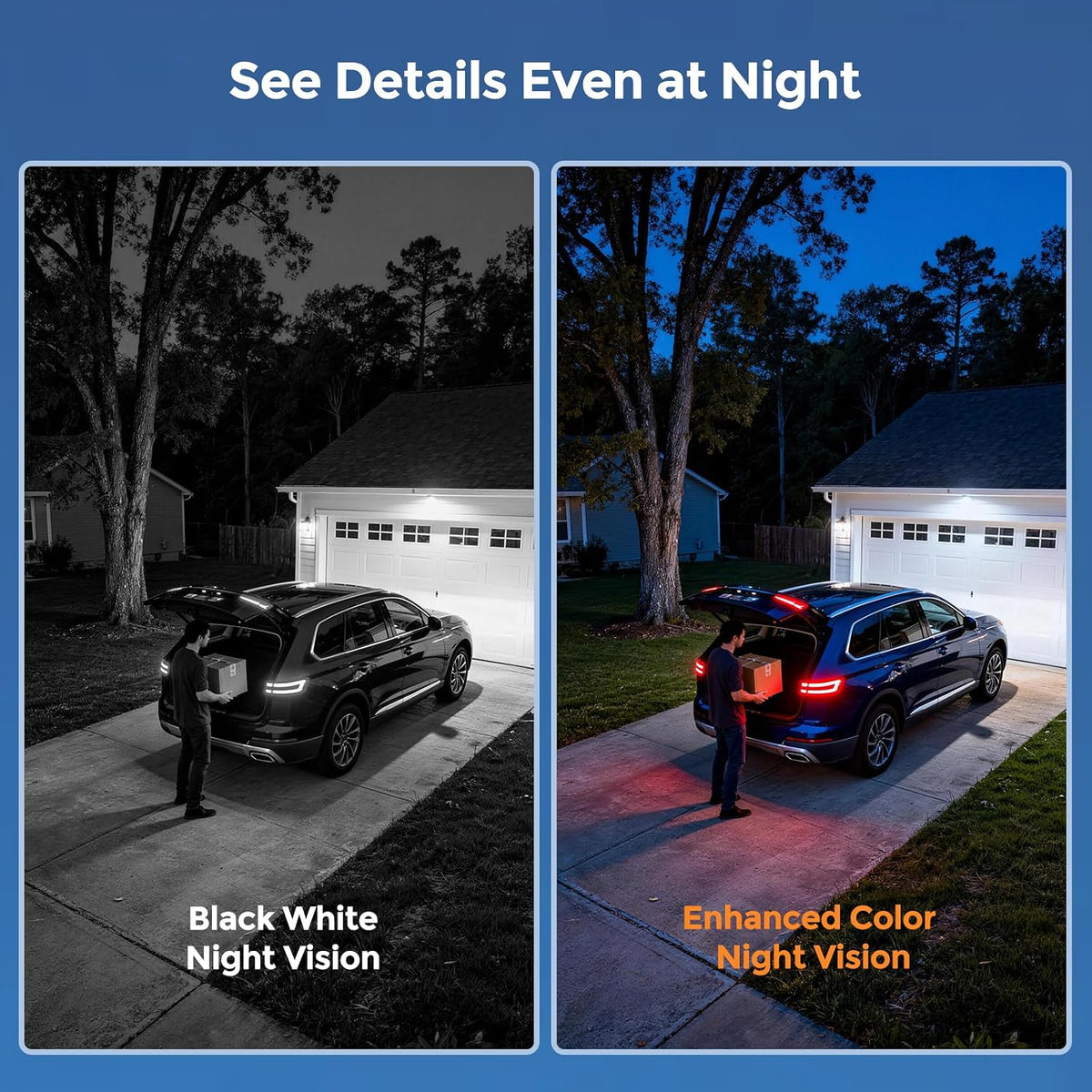 4MP Solar Wireless Security Cameras with Touch Monitor, 2-Cam Kit