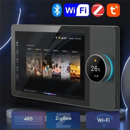2026 Hot Sale 6 Inch Tuya Smart Home Central Control Touch Panel Knob Adjustment Intelligent Voice Control Tuya Zigbee Gateway